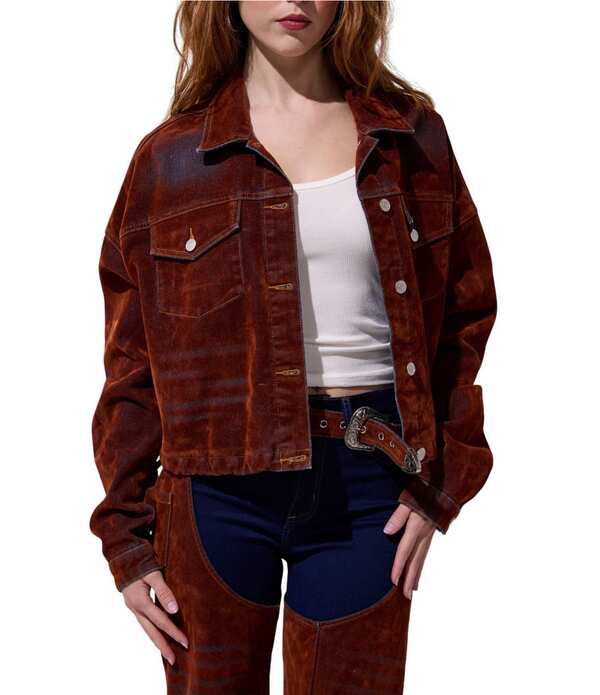 アザレア ワン レディース アウター コート デニム ジャケット Azalea Wang Sampson Point Collar Beltedenim Jacket Orange オレンジ