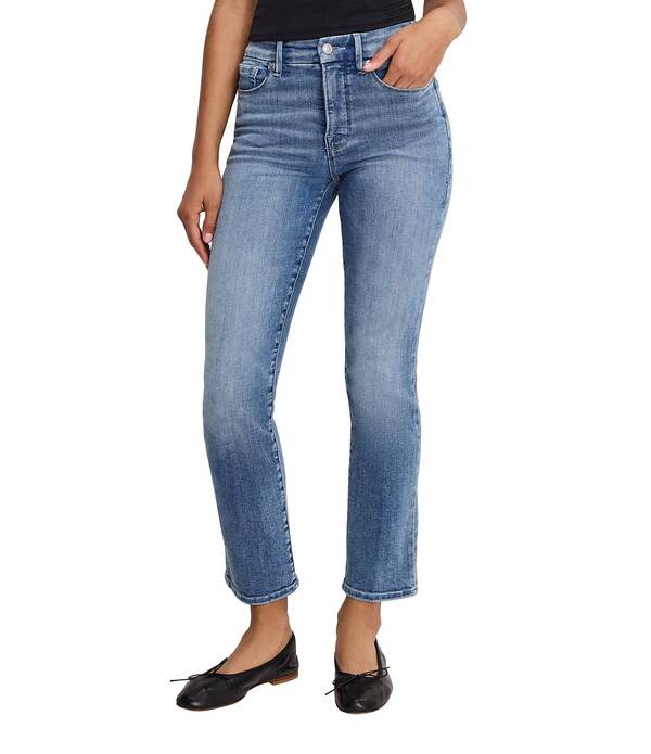 グッドアメリカン レディース ボトムス デニムパンツ ストレート ジーンズ Good American Good Legs Mid Rise Straight Leg Jeans Indigo1154