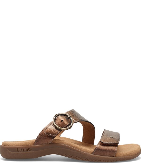 タオスフットウェア レディース シューズ パンプス サンダル トール なめし革 Taos Footwear Westside Metallic Leather Slide Sandals Bronze メタリック