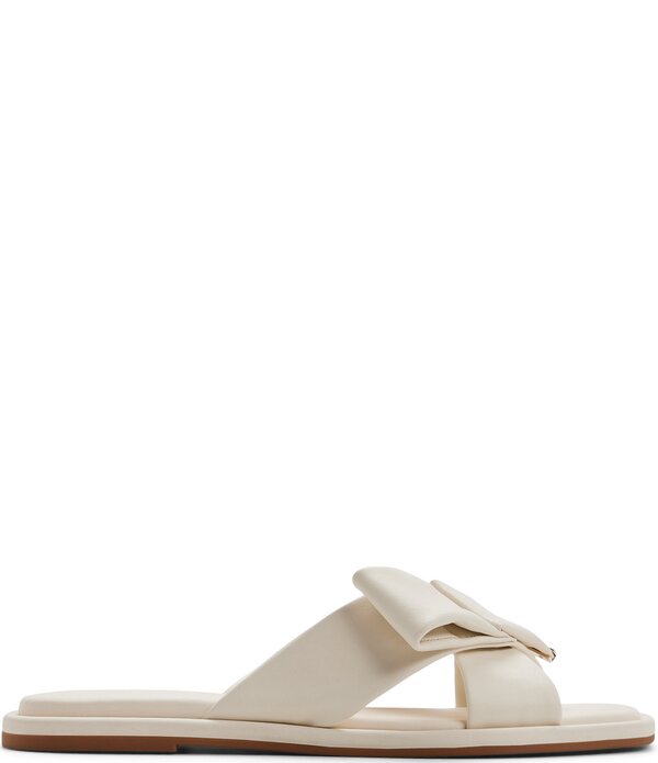 テッドベーカー レディース シューズ パンプス サンダル なめし革 Ted Baker London Spencer Leather Bow Slide Sandals White/Bone 白いこと