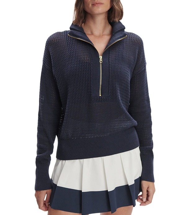 バーレイ レディース アウター ニット・セーター ハーフジップ Varley Aurora Half Zip Long Sleeve Knit Sweater Blue Nights ブルー