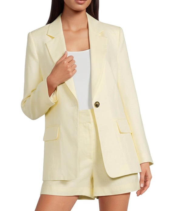 エーラブズエー レディース アウター コート ブレザー リネン A Loves A Linen Blendouble Breasted Coordinating Blazer Banana