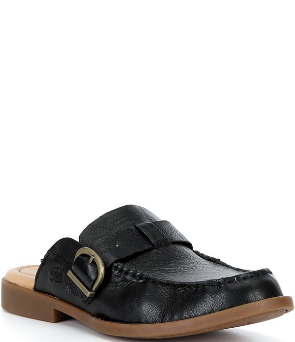 ボーン レディース シューズ パンプス レザー Born Meg Leather Buckle Mules Black ブラック