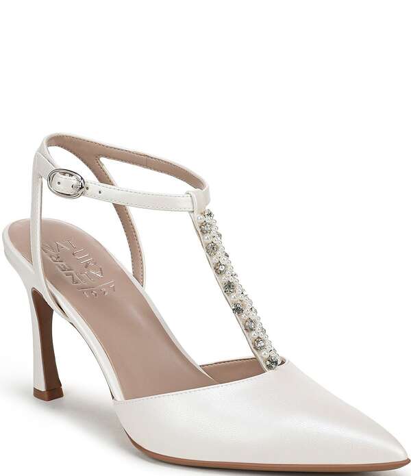 ナチュライザー レディース シューズ パンプス Naturalizer Astrid Pearl and Rhinestone Pointed Toe T-Strap Dress Pumpsilk White ホワイト