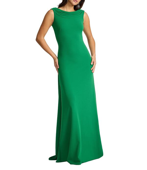 タダシショージ レディース トップス ワンピース クレープ Tadashi Shoji Color Block V Back Crepe Gown Bamboo|ReVida 店