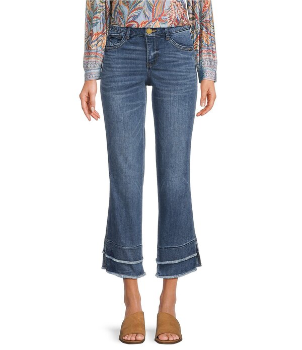 デモクラシー レディース ボトムス デニムパンツ ジーンズ Democracy Stretch Kick Flare Double Layer Fray Hem Crop Jeans Mid Blue ブルー 14,230円