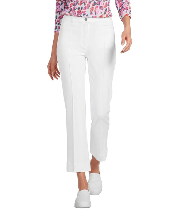 マルチプルズ レディース ボトムス デニムパンツ ワイドレッグ クロップド ジーンズ Multiples Denim Pintuck Flared Cropped Wide Leg Jeans White ホワイト