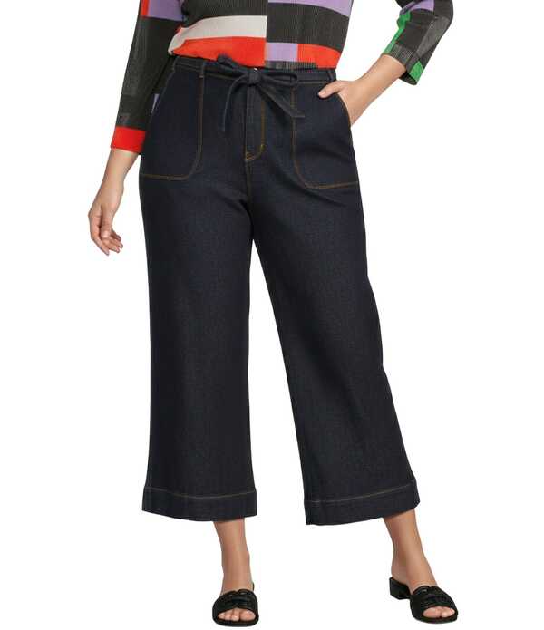コード ブルー レディース ボトムス デニムパンツ ワイドレッグ プラスサイズ クロップド ジーンズ Code Bleu Plusize Stretch Denim Wide Leg High Rise Tie-Waist Cropped Jeans Rinse デニム 15,826円
