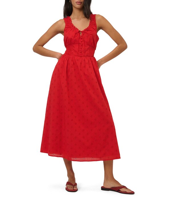 ノーバディーズ チャイルド レディース トップス ワンピース ミディ ノースリーブ Nobody's Child Sleeveless Ryleeyelet Midi Dress Red レッド