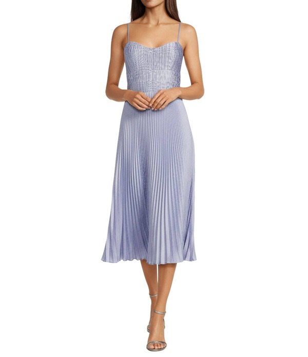 アストール レディース トップス ワンピース プリーツ ミディ ノースリーブ エンパイア ASTR The Label Shionagh Sweetheart Neck Sleeveless Empire Waist Pleated Midi Dress Powder Blue ブルー|ReVida 店