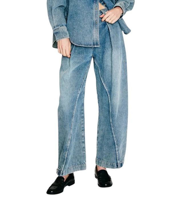 ラインアンドドット レディース ボトムス ジーンズズボン下 ワイドレッグ デニム Line andot Mottle Wide Leg Denim Jeans Denim ジーンズ