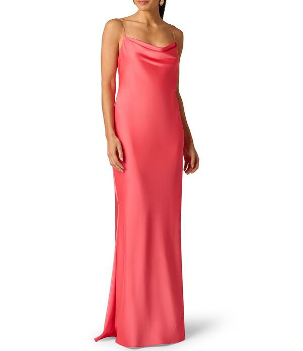 アドリアナ パペル レディース トップス ワンピース サテン Adrianna Evening by Adrianna Papell Stretch Satin Cowl Neck Beaded Sleevlesstrapsheath Long Dress Rouge 51,480円