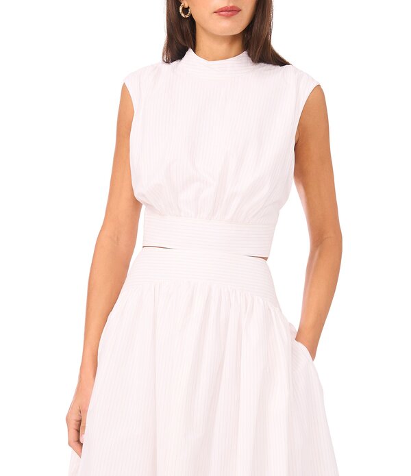 ワンステート レディース トップス シャツ モックネック ノースリーブ クロップド 1. STATE Woven Mock Neck Sleeveless Coordinating Cropped Top Lucent White ホワイト