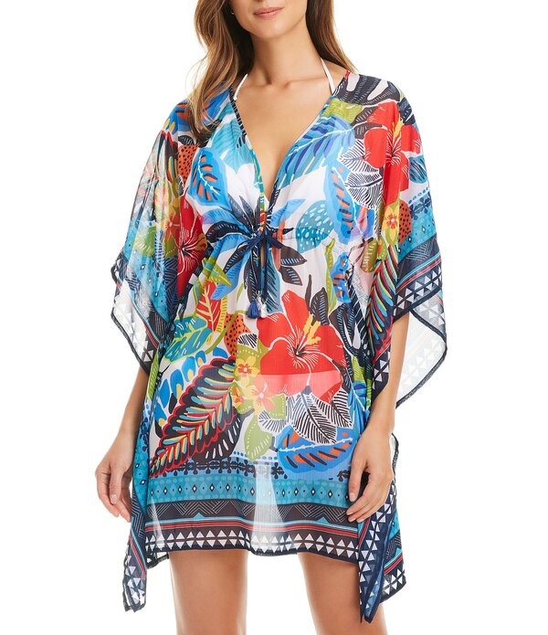 ブルーロッドビーティ レディース トップス ワンピース フラワー柄 プリント フラワー Bleu Rod Beattie The Living Is Easy Tropical Floral Print Caftan Swim Cover-Up Multi マルチカラー