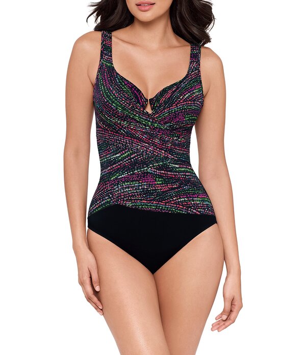 ミラクルスーツ レディース トップス ワンピース キャップ ケープ Miraclesuit Light Show Layered Escape V-Neckline Underwire One Piece Swimsuit Black/Multi ブラック｜ReVida 店 26,520円