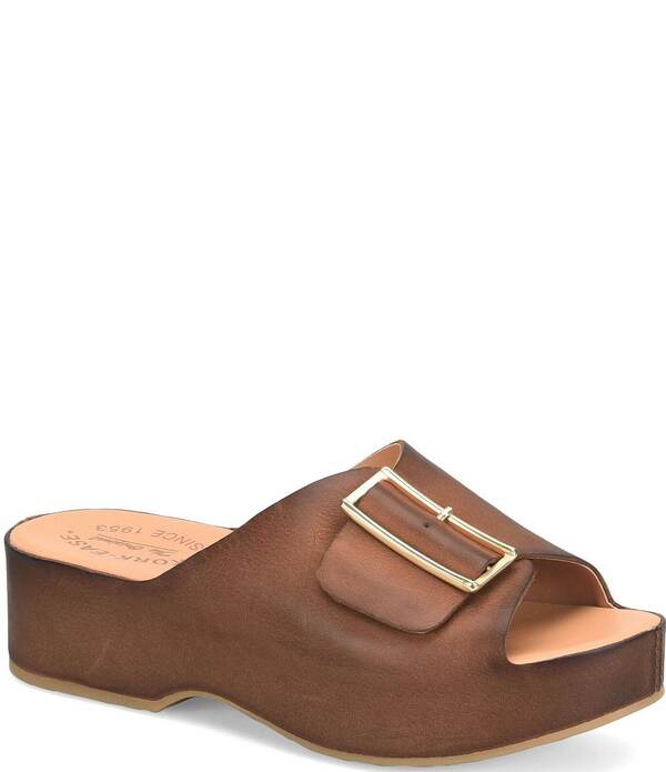 コークイーズ レディース シューズ サンダル プラットフォーム レザー Kork-Ease York Leather Buckle Hardware Platform Slide Sandals Brown ブラウン｜ReVida 店 35,620円