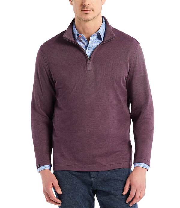 ロバートグラハム メンズ アウター ニット・セーター Robert Graham Troland Quarter-Zipullover Plum Perfect プラム