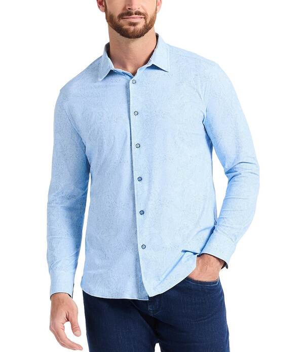 ロバートグラハム メンズ トップス シャツ ニット Robert Graham Thurston Long Sleeve Woven Knit Shirt Blue ブルー