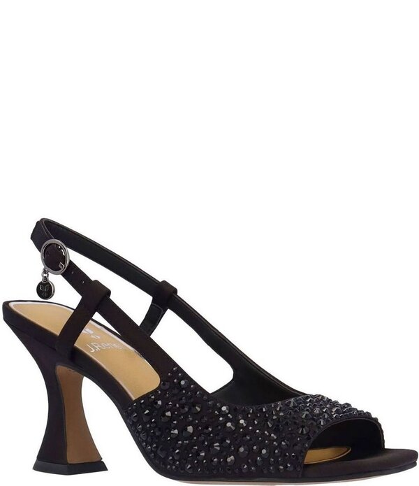 ジェイレニー レディース シューズ サンダル サテン J. Renee Loredana Rhinestone Satin Slingback Dressandals Black ブラック