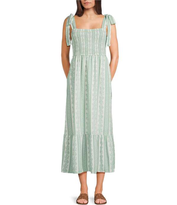 ブルーペッペーブルーペッパー レディース トップス ワンピース フラワー柄 プリント ミディ フラワー Blu Pepper Floral Printed Tie Shoulder Midi Dress Ivory/Green アイボリー 15,360円