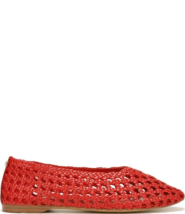 サムエデルマン レディース シューズ パンプス なめし革 Sam Edelman Shira Woven Leather Ballet Flats Red 赤いこと