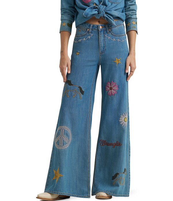 ラングラー レディース ボトムス デニムパンツ 刺繍 ジーンズ WranglerR x Lainey Wilson Embroidered Jeans Blue ブルー｜ReVida 店