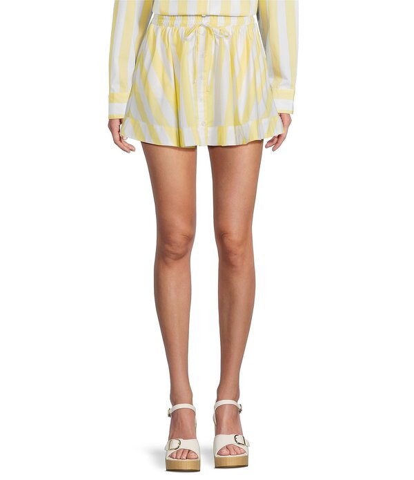 カッパーキー レディース 下つ方スコート ミニ Copper Key Stripe Button Front Coordinating Mini Skort Yellow/White 白いこと