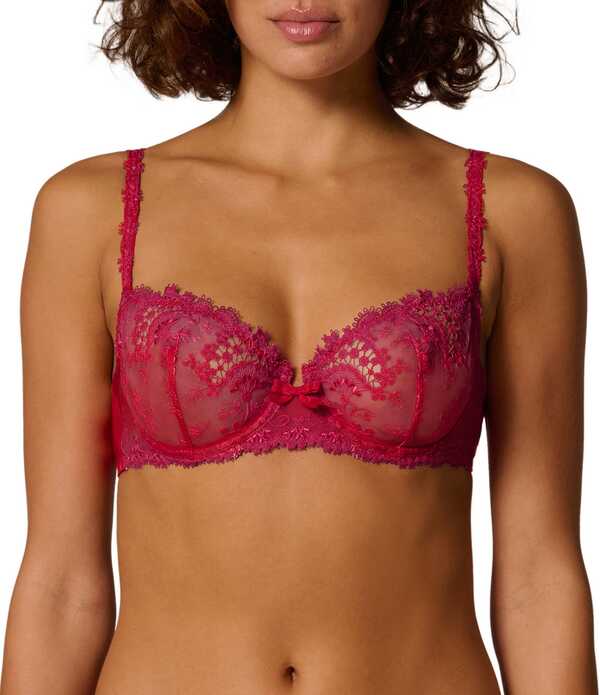 シモーヌペレール レディース アンダーウェア ブラジャー レース Simone Perele Wish Lace Demi Cup Brainbow Red レッド