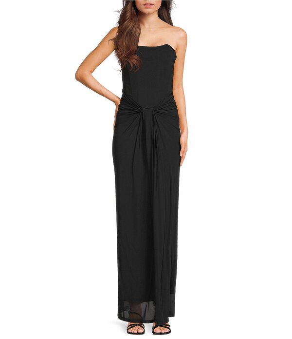 ルルズ レディース トップス ワンピース ドレープ Lulusiren Corset Drape Front Long Dress Black ブラック