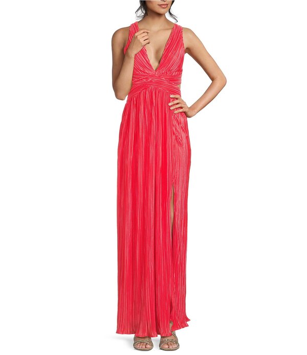 ルルズ レディース トップス ワンピース Vネック カットアウト ノースリーブ レース Lulus Beale Plisse V-Neck Sleevelesside Cut-Out Lace-Up Back Dress Coral コーラル