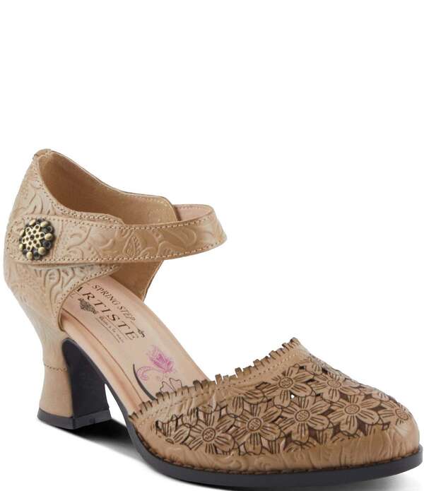 ラリティステ レディース シューズ パンプス アンクル レザー L'ARTISTE Visionary Embossed Laser Cut Leather Ankle Strapumps Beige ベージュ