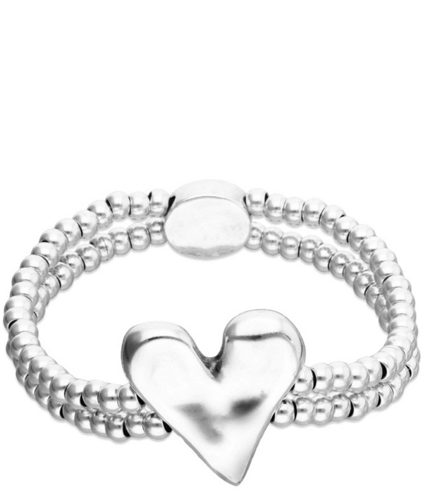 ウノデ 50 レディース アクセサリー ブレスレット・バングル・アンクレット UNOde50 Beaded Two Row Heart Stretch Bracelet Silver シルバー|ReVida 店