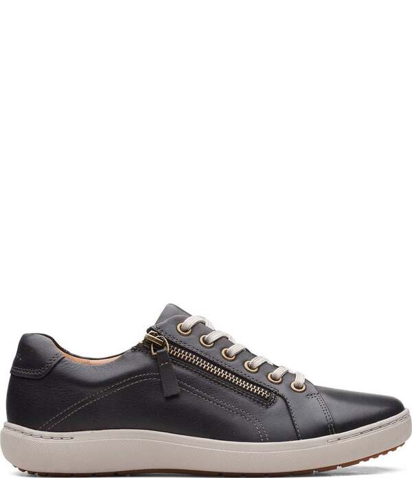 クラークス レディース シューズ スニーカー スピード競技 なめし革 Clarks Artisanalle Lace Leather Zip Sneakers Black 黒いこと