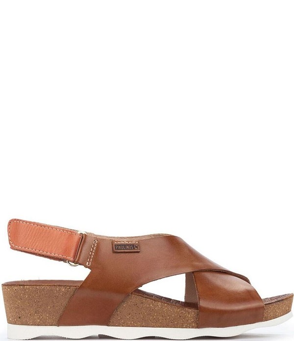 ピコリーノス レディース シューズ サンダル プラットフォーム レザー Pikolinos Mahon Leather Crosstraplatform Wedge Sandals Brandy｜ReVida 店