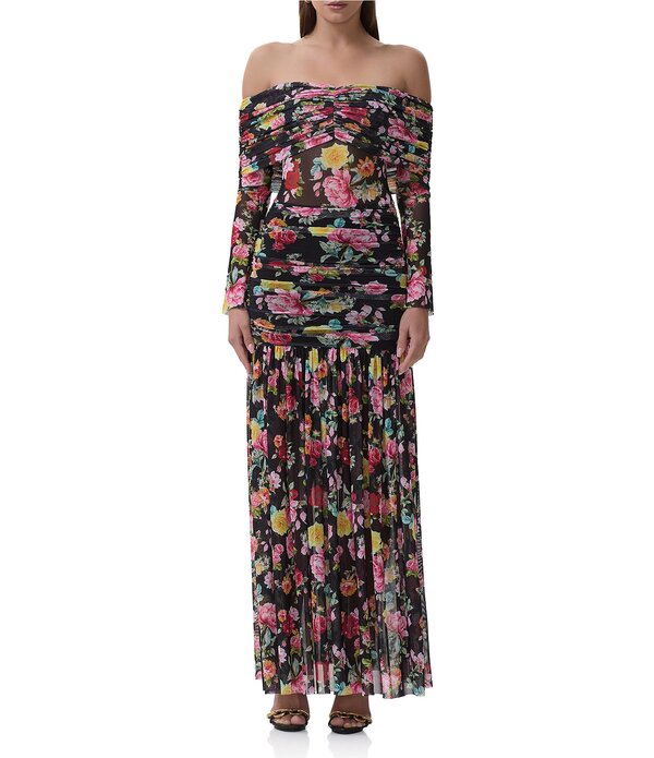 エーエフアールエム レディース トップス ワンピース フラワー柄 プリント マキシ フラワー AFRM Emmeline Floral Print Off-the-Shoulder Long Sleeve Maxi Dresspring Rose｜ReVida 店