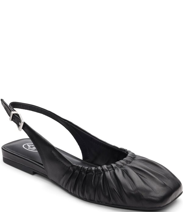 アッシュ レディース シューズ パンプス ギャザー レザー ASH Bibi Ruched Leather Slingback Ballet Flats Black ブラック|ReVida 店