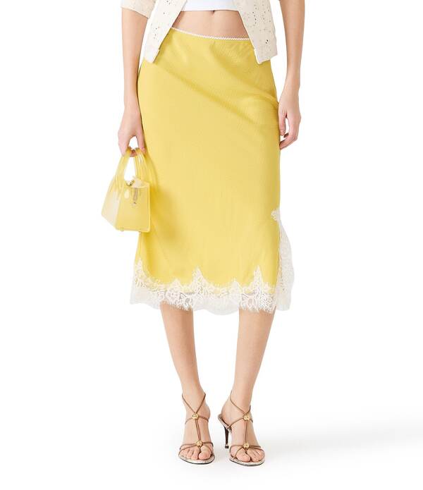 スティーブ マデン レディース ボトムスカート ミディ サテン Steve Madden Cinthia Coordinating Satin Midi Skirt Golden Lime ライム