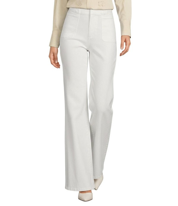 エーラブズエー レディース ボトムス デニムパンツ フレア ジーンズ A Loves A High Rise Lattice Pocket Wide Flare Leg Jeans Off White オフホワイト|ReVida 店