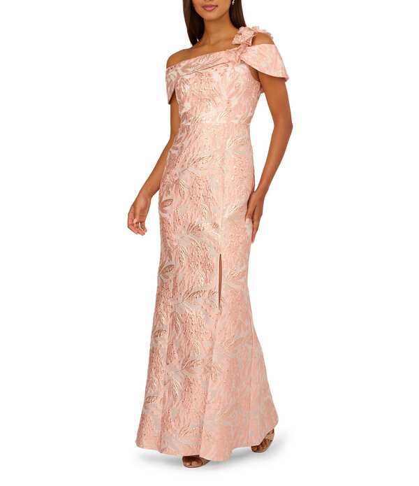 アドリアナ パペル レディース トップス ワンピース フラワー柄 フラワー Adrianna Papell 3D Floral Jacquard Off-The-Shoulder Gown Blush ブラッシュ