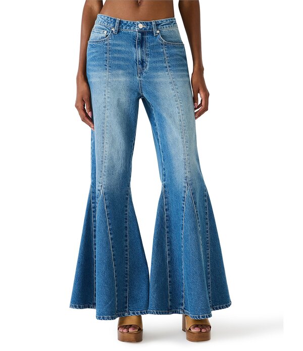スティーブ マデン レディース ボトムス デニムパンツ ジーンズ Steve Madden Stacia Flared Godet Denim Jeans Aruba Blue ブルー|ReVida 店