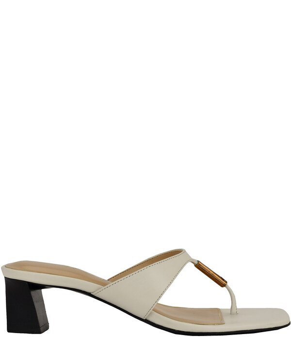 ゲス レディース シューズ 踵 サンダル なめし革 Guess Yaiza Leather Square Toe Thong Sandals White 白いこと