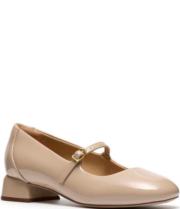 クラークス レディース シューズ パンプス なめし革 踵 Clarksignature Daiss 30 Bar Patent Leather Mary Jane Block Heel Pumps Beige ベージュ 靴-レディース靴-パンプス