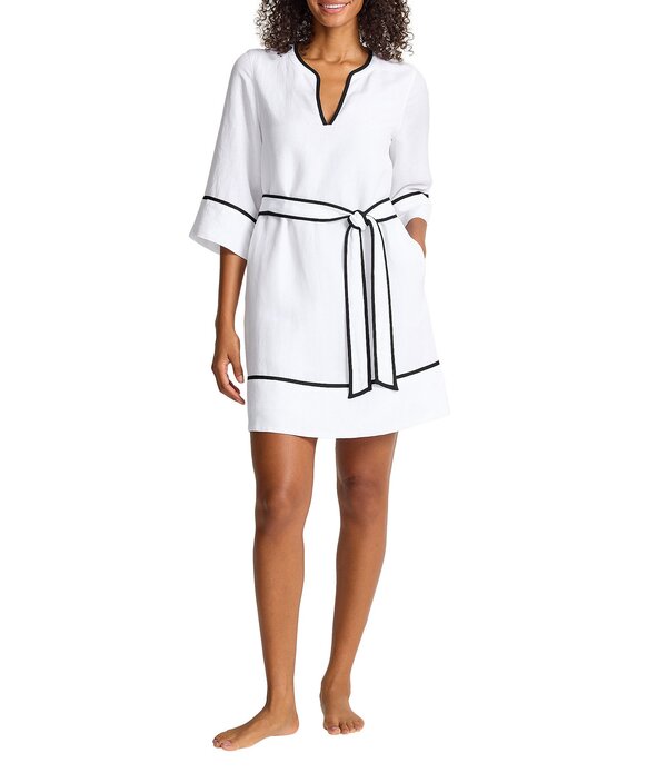 トッミーバハマ レディース トップス ワンピース Vネック Tommy Bahama St. Lucia Split V-Neck Belted Tunic Swim Cover-Up White ホワイト｜ReVida 店