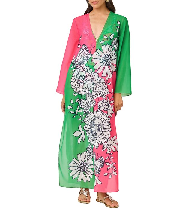リリーピュリッツァー レディース トップス ワンピース マキシ Lilly Pulitzer Perry Follow The Sun Long Sleeve Maxi Dress Cover-Up Cherry Blossom｜ReVida 店