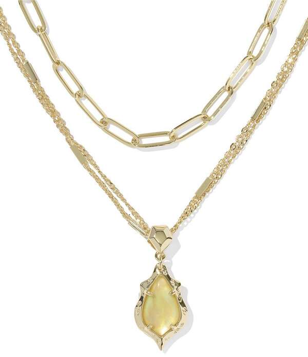 ケンドラスコット レディース アクセサリー ネックレス・チョーカー レース Kendra Scott Adriana Scallop Frame Short Multi Strand Necklace Yellow Iridescent Abalone イエロー