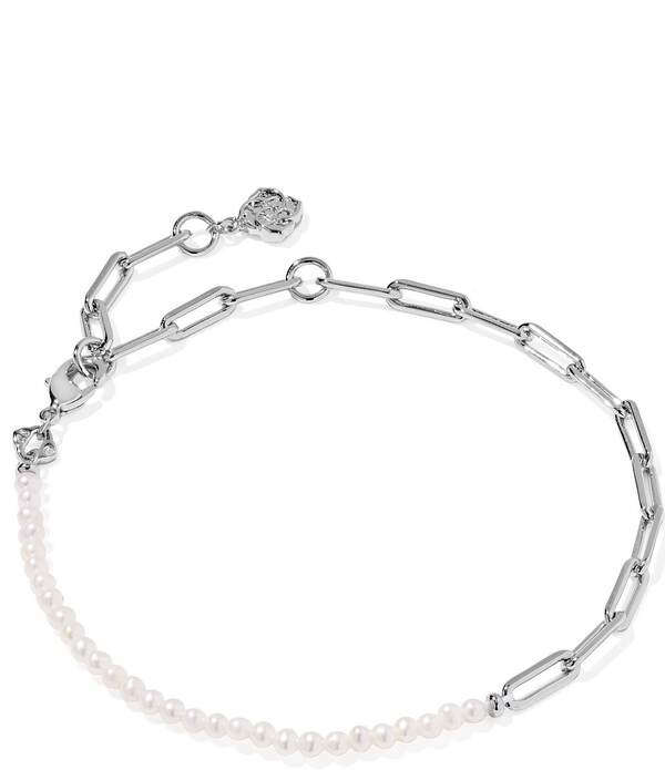 ケンドラスコット レディース アクセサリー ブレスレット・バングル・アンクレット Kendra Scott Markie Freshwater Pearl Half Chain Line Bracelet Silver Freshwater Cultured Pearl パール｜ReVida 店