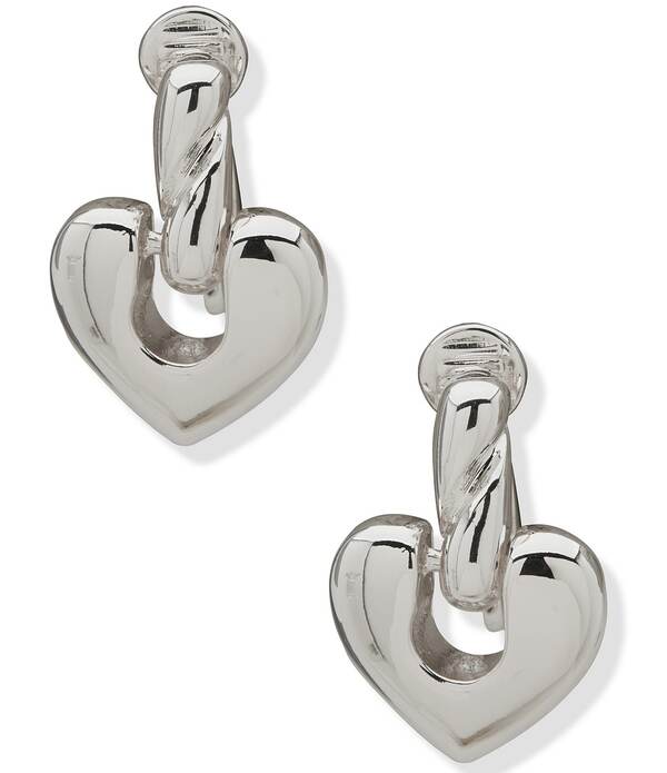 アンクライン レディース アクセサリー ピアス・イヤリング Anne Klein Silver Tone Puffy Heart Rope Clip Drop Earringsilver シルバー