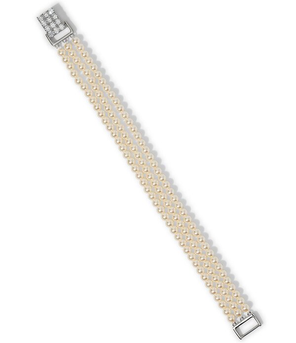ナディール レディース アクセサリー ブレスレット・バングル・アンクレット Nadri Madrid Freshwater Pearl Multi Row Line Bracelet Silver シルバー