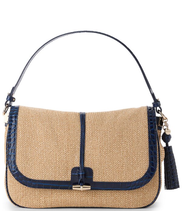 ブランミン レディース 御徒面子 BRAHMIN Windswept Collectionavy Jolene Raffia Shoulder Bag Navy 米国海軍