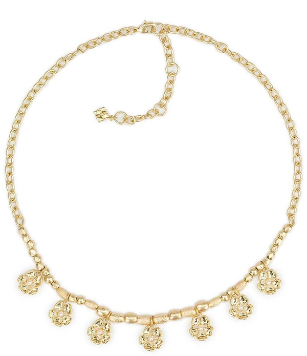 パトリシアナシュ レディース アクセサリー ネックレス・チョーカー レース Patricia Nash Metal Flower Beaded Resort Collar Necklace Worn Gold ゴールド